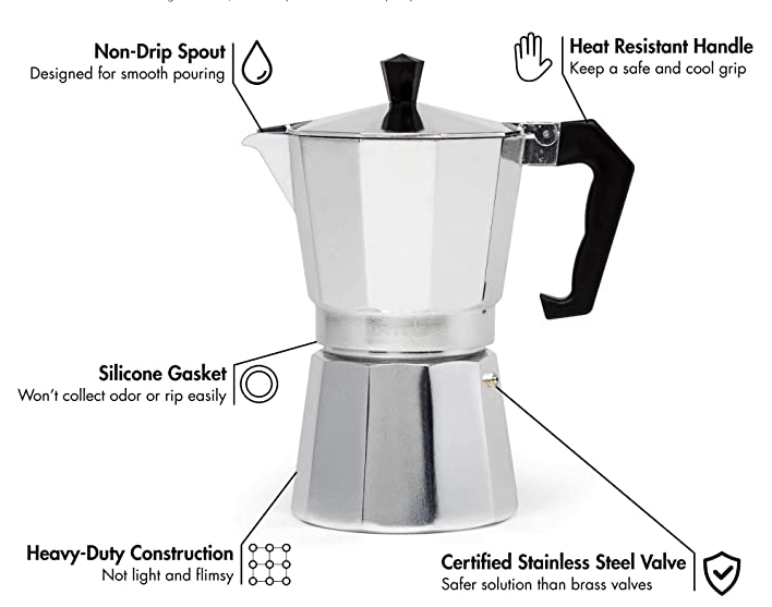 Low Price Simple Italian Espresso Coffee Maker 1-12 Cup Classical Stainless Steel Moka Pot