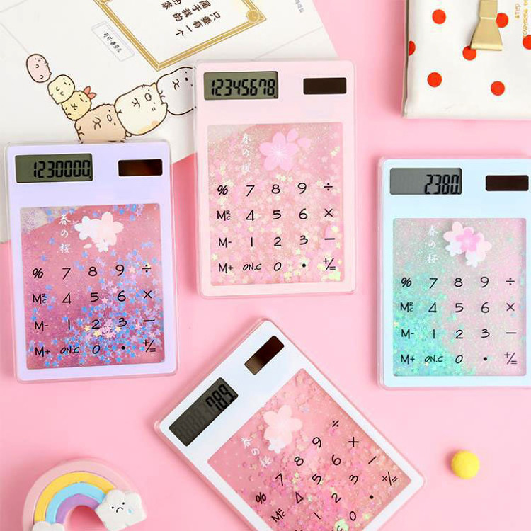 New design fashion School Supplies kawaii Transparent cute cartoon 8-digit calculator Solar energy mini Portable calculator