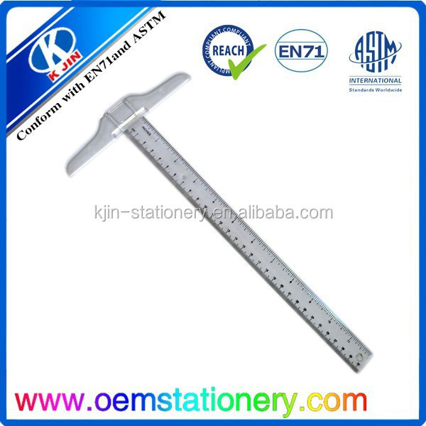 Factory Supply 1pcs T Square Ruler 30cm Plastic T Shape Ruler Clear Transparent Measurements Straight Ruler Measure Tool