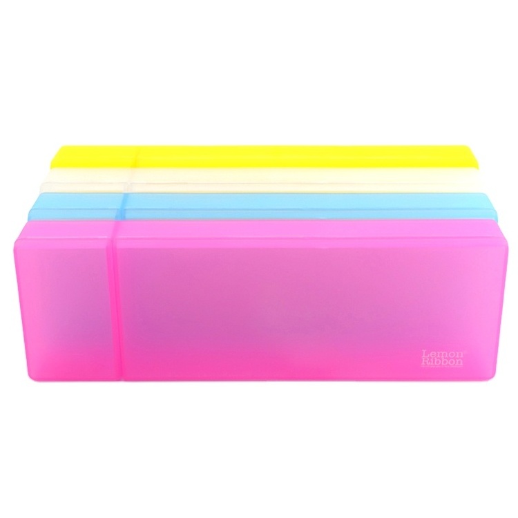 LOW MOQ Lemon ribbon Top selling Simple Transparent plastic pencil case Frosted Plastic Pens box stationery for kids gift