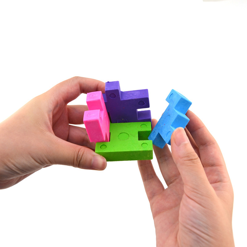 Wholesale NEW Puzzle Cube assemble eraser 3D Creative DIY Cube ball diamond shape eraser