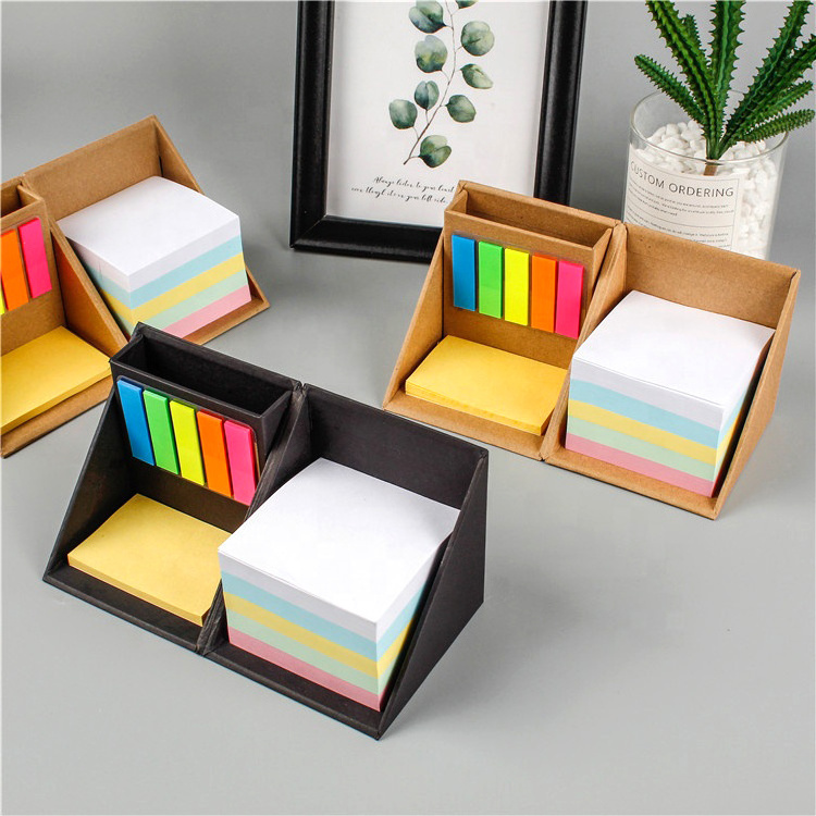 2023 Custom Logo Printing Eco recycled School & office Cube Sticky Notes Folding Memo Cube with memo pad