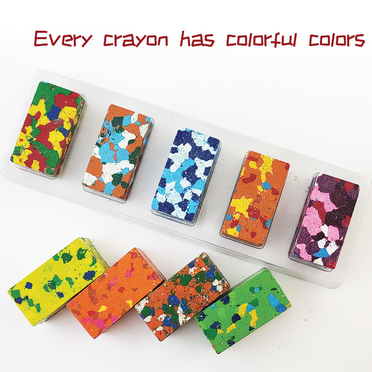 2023 Non Toxic Giant Square Mixed Color Crayon Blocks Creative Drawing Learning Wax Cube 3D Rainbow Wax Confetti Crayon For Kids