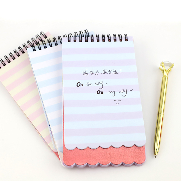 Lemon Ribbon Custom cartoon printed die cutting Hard board cover mini spiral Notepad notebook a6 pocket book for school gifts