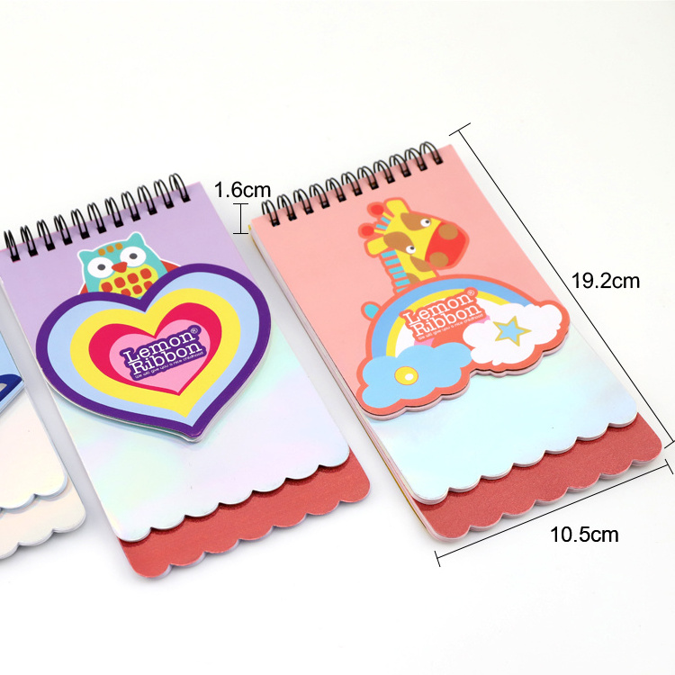 Lemon Ribbon Custom cartoon printed die cutting Hard board cover mini spiral Notepad notebook a6 pocket book for school gifts