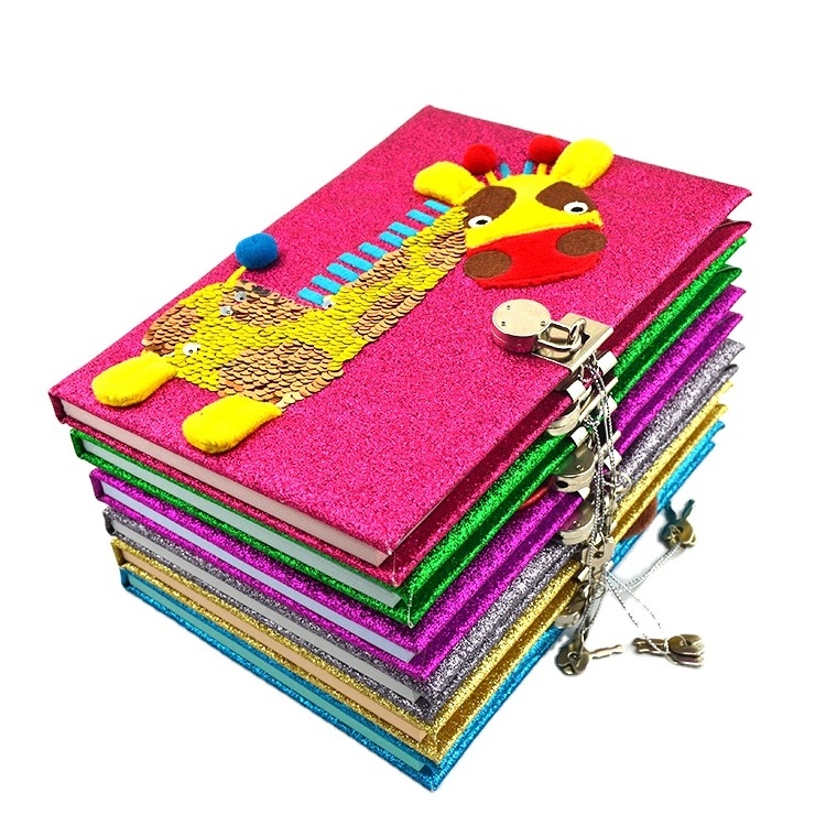 A5 shinning cover monkey glitter PU diary with metal lock