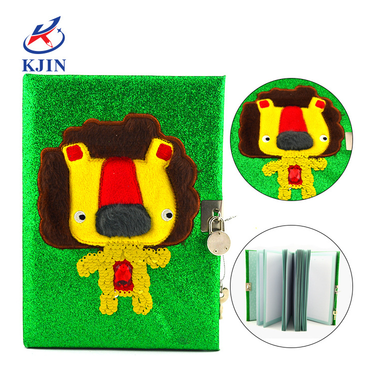 A5 shinning cover monkey glitter PU diary with metal lock