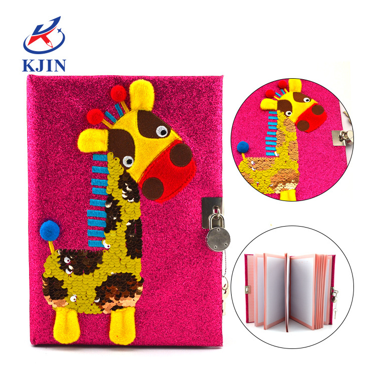 A5 shinning cover monkey glitter PU diary with metal lock