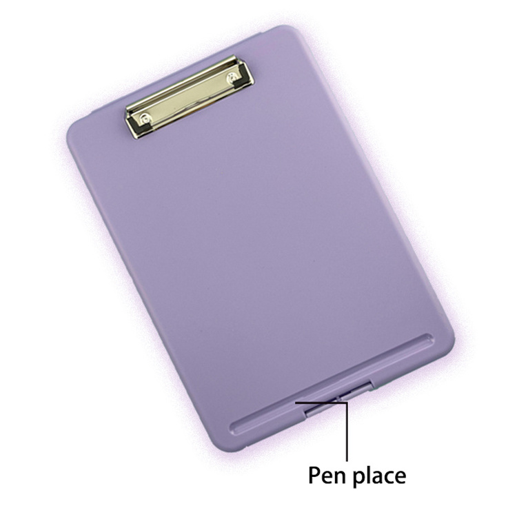 2023 Office And School Purple Portable A4 Durable Small Box Fancy Folding Cheap Customized storage clipboard file case