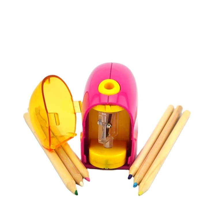 LOW MOQ Funny electric children and vacation students' red pencil sharpener single-hole volume automatic pencil sharpener