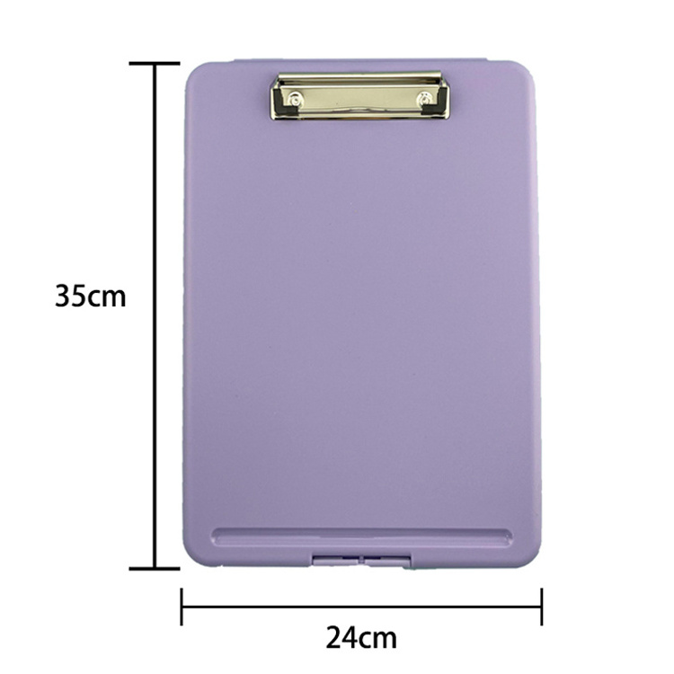 2023 Office And School Purple Portable A4 Durable Small Box Fancy Folding Cheap Customized storage clipboard file case