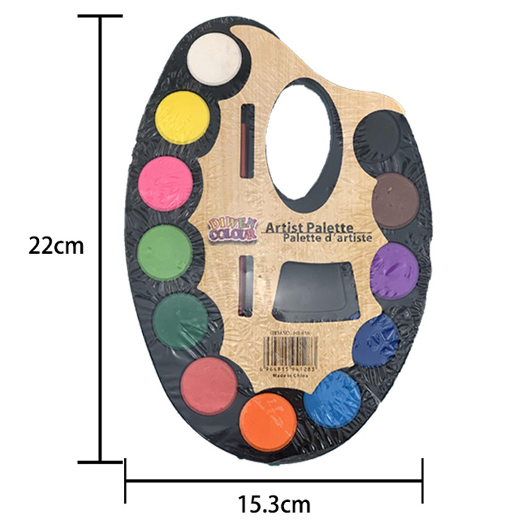 High quality Factory High Quality Solid Watercolor Dry kid's paint watercolor palette glitter powder color with painting brush 12 colors