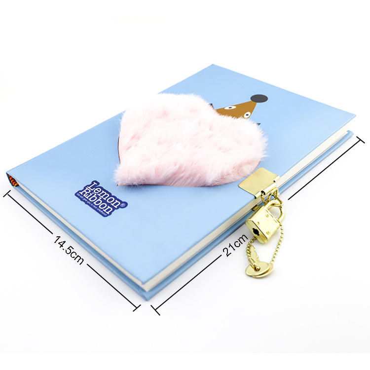 Cute Plush Lion Diary Writing Journal Daily Notebook with Lock and Keys Plush Rainbow Secret Girl Diary School Office Supplies