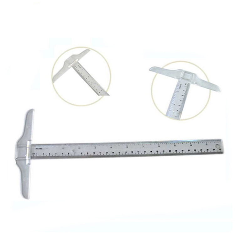 Factory Supply 1pcs T Square Ruler 30cm Plastic T Shape Ruler Clear Transparent Measurements Straight Ruler Measure Tool