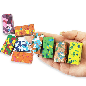 2023 Non Toxic Giant Square Mixed Color Crayon Blocks Creative Drawing Learning Wax Cube 3D Rainbow Wax Confetti Crayon For Kids