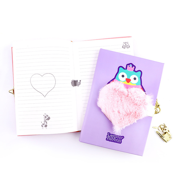 Cute Plush Lion Diary Writing Journal Daily Notebook with Lock and Keys Plush Rainbow Secret Girl Diary School Office Supplies