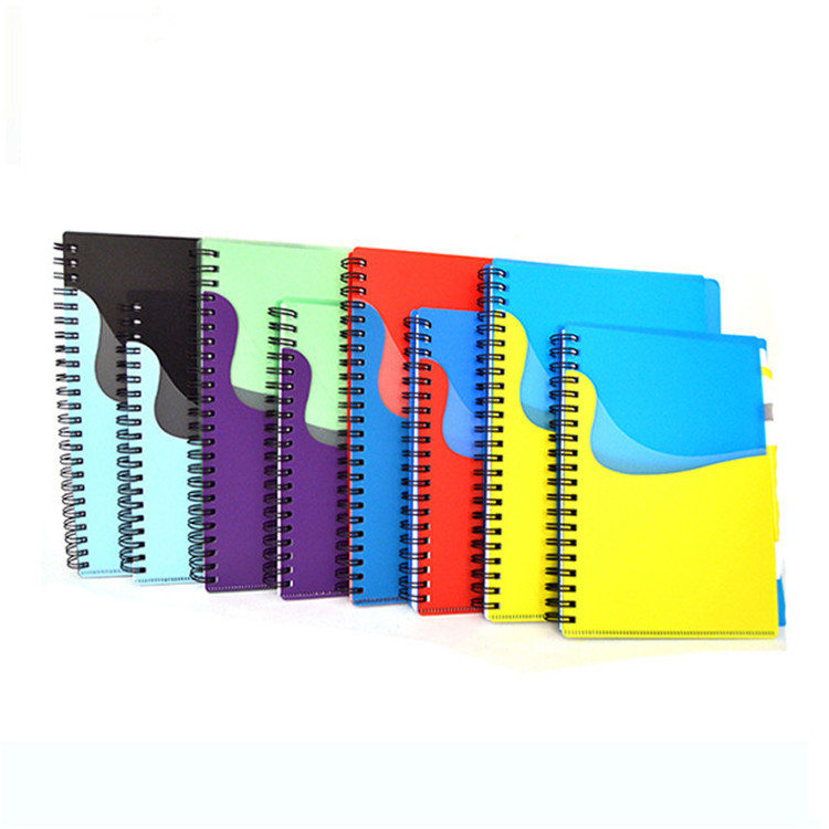 LOW MOQ Wholesale PP soft cover promotional notebook factory custom A4 A5 A6 double coil waterproof spiral notebook