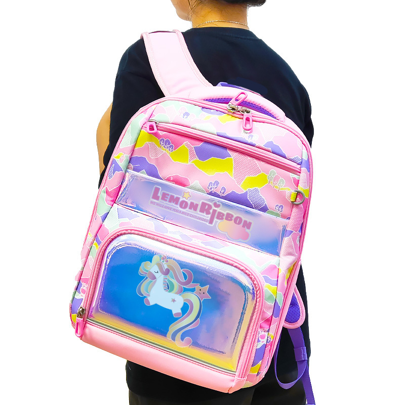 Cute Cartoon Pink camouflage practical multifunctional Tutorial Mochilas Canvas Bag kid School Backpack for girls