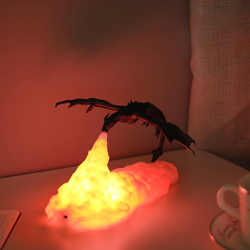 Drop Shipping 3D Volcano Dragon Night Light Kids Gifts Night Light Home Decoration Rechargeable Lights