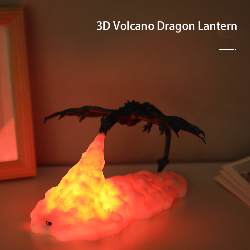 Drop Shipping 3D Volcano Dragon Night Light Kids Gifts Night Light Home Decoration Rechargeable Lights