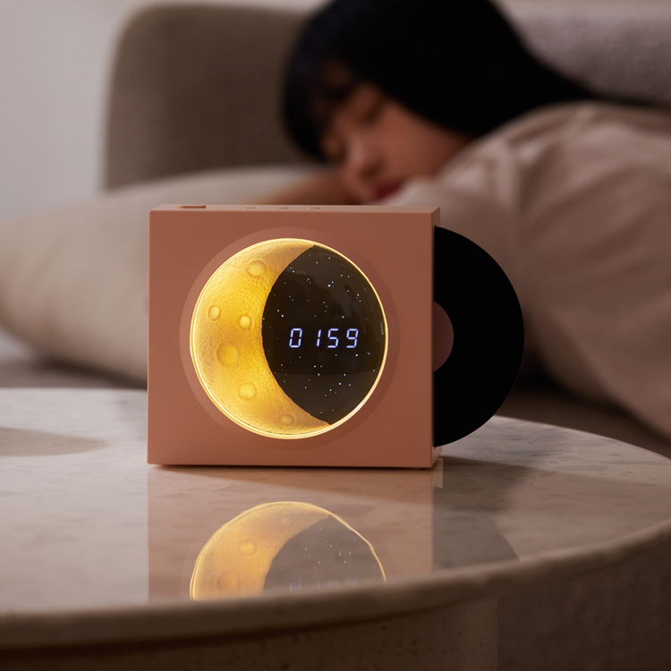 Multifunction Smart Wireless Speaker with LED Night Light Time Clock Battery Wireless Charger Bluetooth Speaker