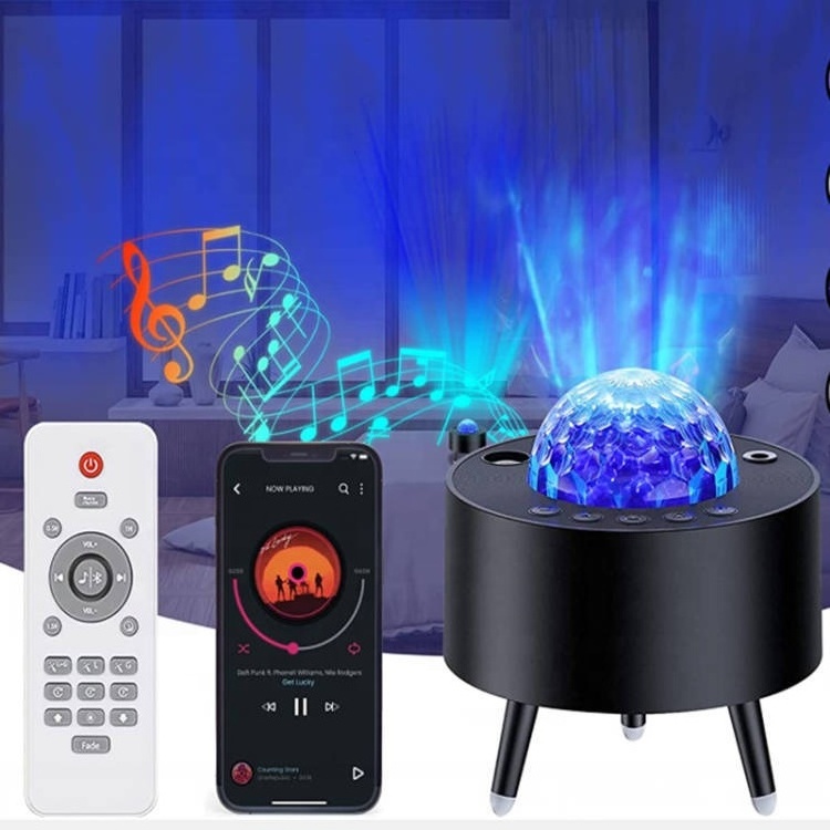 2024 Christmas Gift BT Speaker Planet Projection Laser Night Light Color Star Space Projector Ocean Wave for Customization