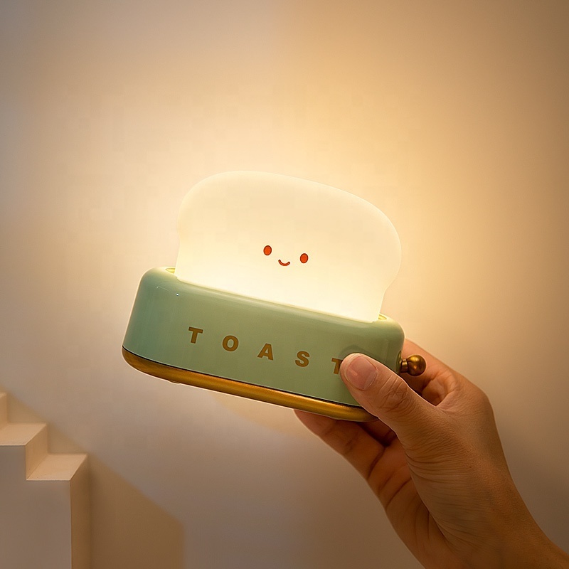 Cute Toast LED Children Night Light Touch Sensor USB Charge Bedroom Decoration Lamp LED Gift Light