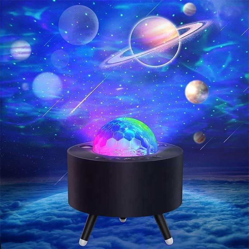 2024 Christmas Gift BT Speaker Planet Projection Laser Night Light Color Star Space Projector Ocean Wave for Customization