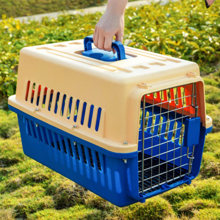 High Quality Small Pet Carrier Outdoor Dog and Cat Kennel with Animal Pattern Plastic Travel Box and Metal Cage for Birds