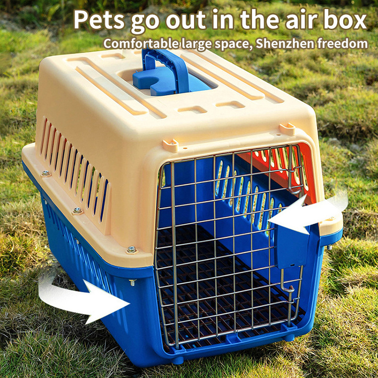 High Quality Small Pet Carrier Outdoor Dog and Cat Kennel with Animal Pattern Plastic Travel Box and Metal Cage for Birds