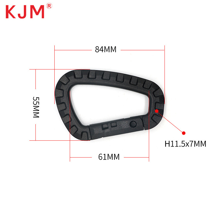 China Price Factory Plastic Pom Webbing Tactical Carabiner Keychain D Rings Spring Snap Gear Clip for Outdoor Travelling