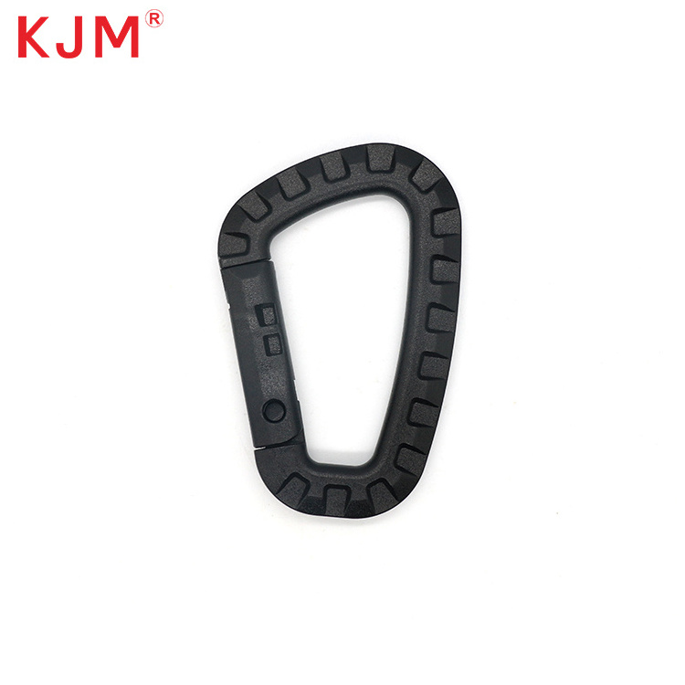 China Price Factory Plastic Pom Webbing Tactical Carabiner Keychain D Rings Spring Snap Gear Clip for Outdoor Travelling