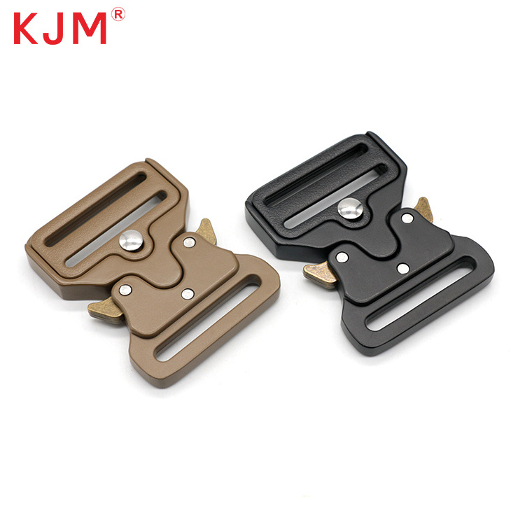 Custom Logo Zinc Alloy Heavy Duty Men's Nylon Webbing Tactical Belt Buckle 25mm 38mm 50mm Black Metal Tactical Buckle