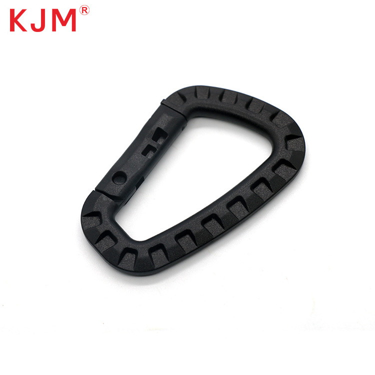 China Price Factory Plastic Pom Webbing Tactical Carabiner Keychain D Rings Spring Snap Gear Clip for Outdoor Travelling