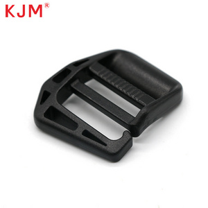 Backpack accessories custom logo pom black recycled 1 inch nylon belt adjuster buckle open g hook tactical plastic ladder lock