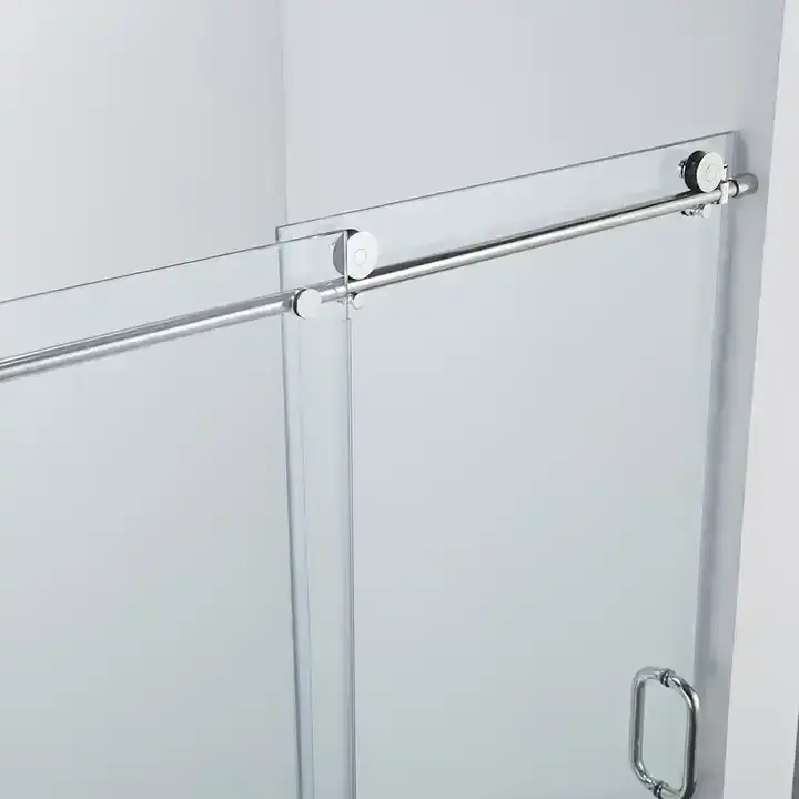 Chrome Hotel Bath Shower Door Tempered Glass Single Sliding Frameless Bathroom Slide Shower Glass Door