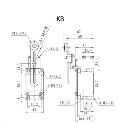 KJT-XWKB IP67 Position Detecting Waterproof 10A 250VAC Double Circuit Type High Temperature Limit Switch