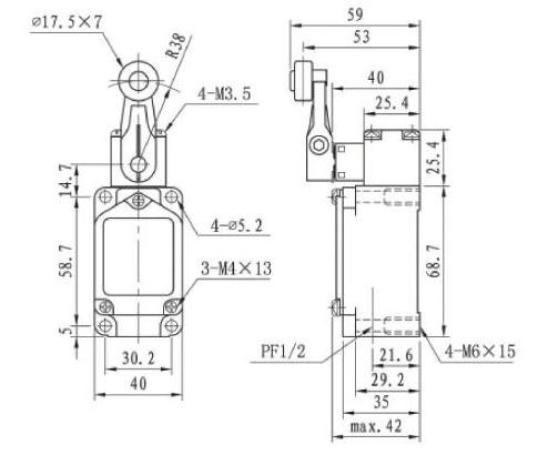 KB-5104 Schmersal Omran IP65 aluminum alloy double circuit roller lever travel limit micro switch