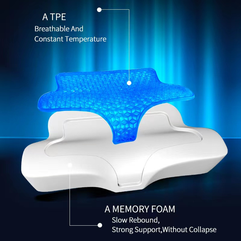 Reversible Gel Memory Foam Bed Pillow Standard Breathable Cooling Pillow for Sleeping