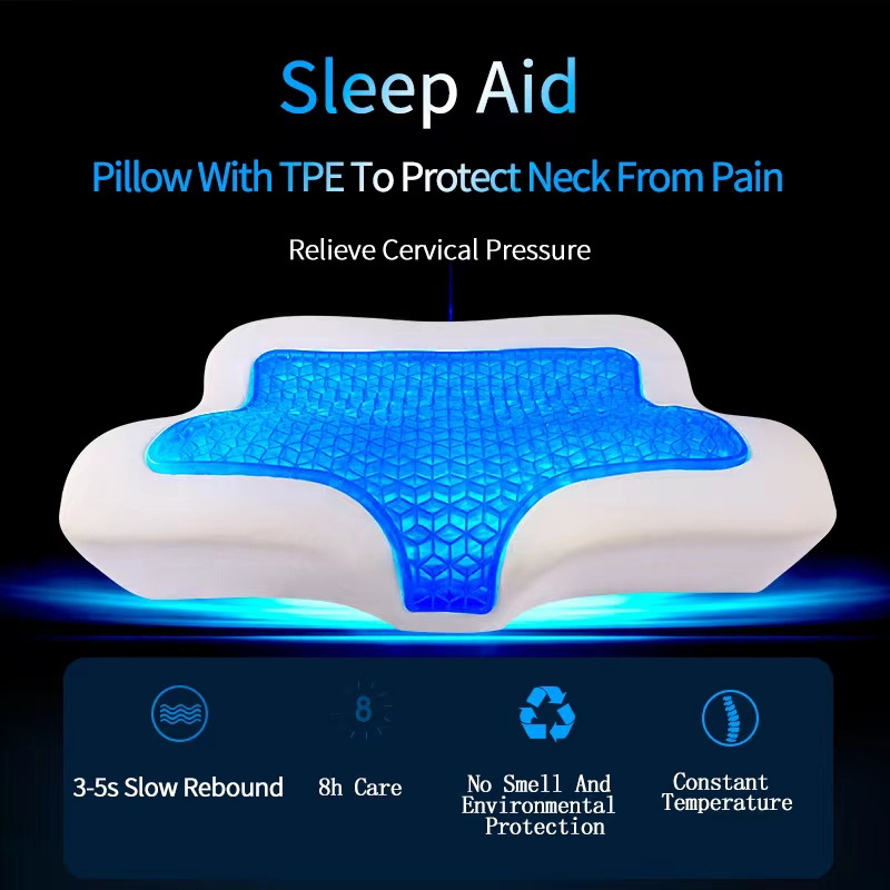 Reversible Gel Memory Foam Bed Pillow Standard Breathable Cooling Pillow for Sleeping