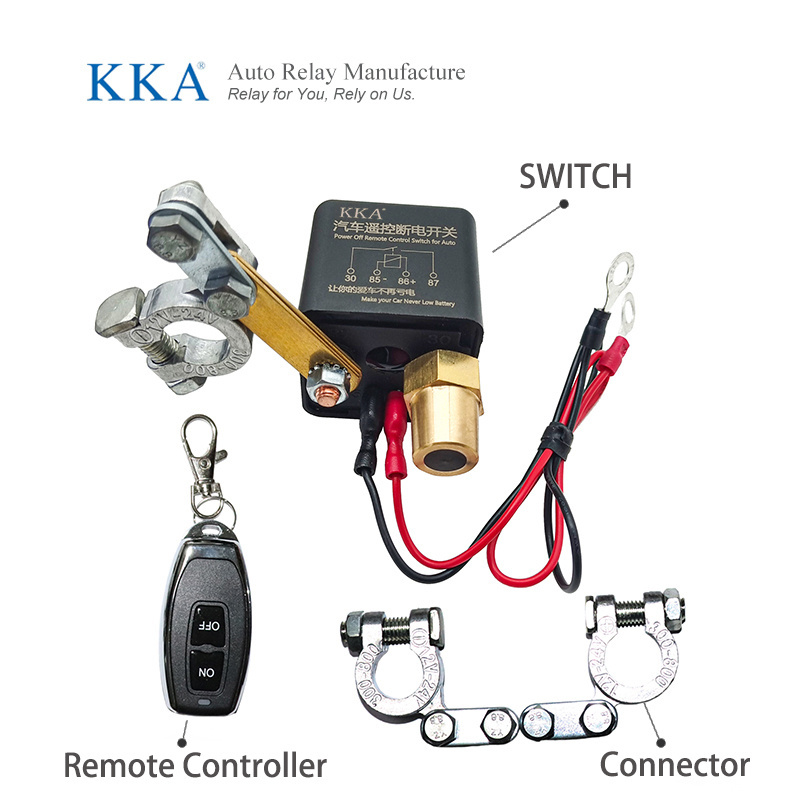 12V/24V Remote Control Car Battery Switch Off Relay, Integrated Wireless Disconnect Cut Off Isolator Switch