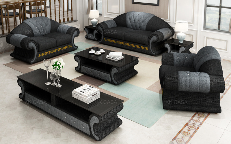 Factory cost leather sofa for living room black and red leather sofas set 123 sectional