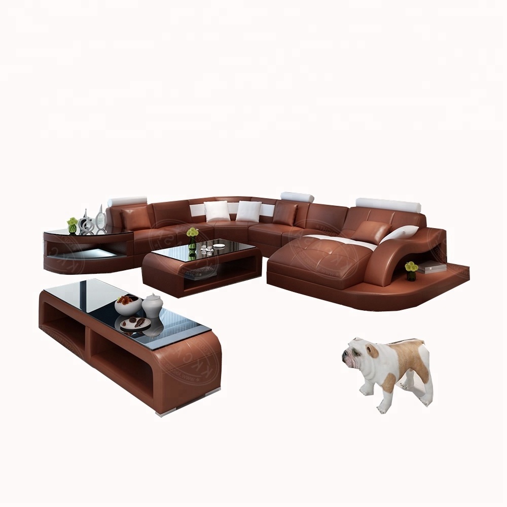 Turkish Style Modern Design Type Wholesale Price Living Room Furniture Luxury U Shape Leather Sofa Set