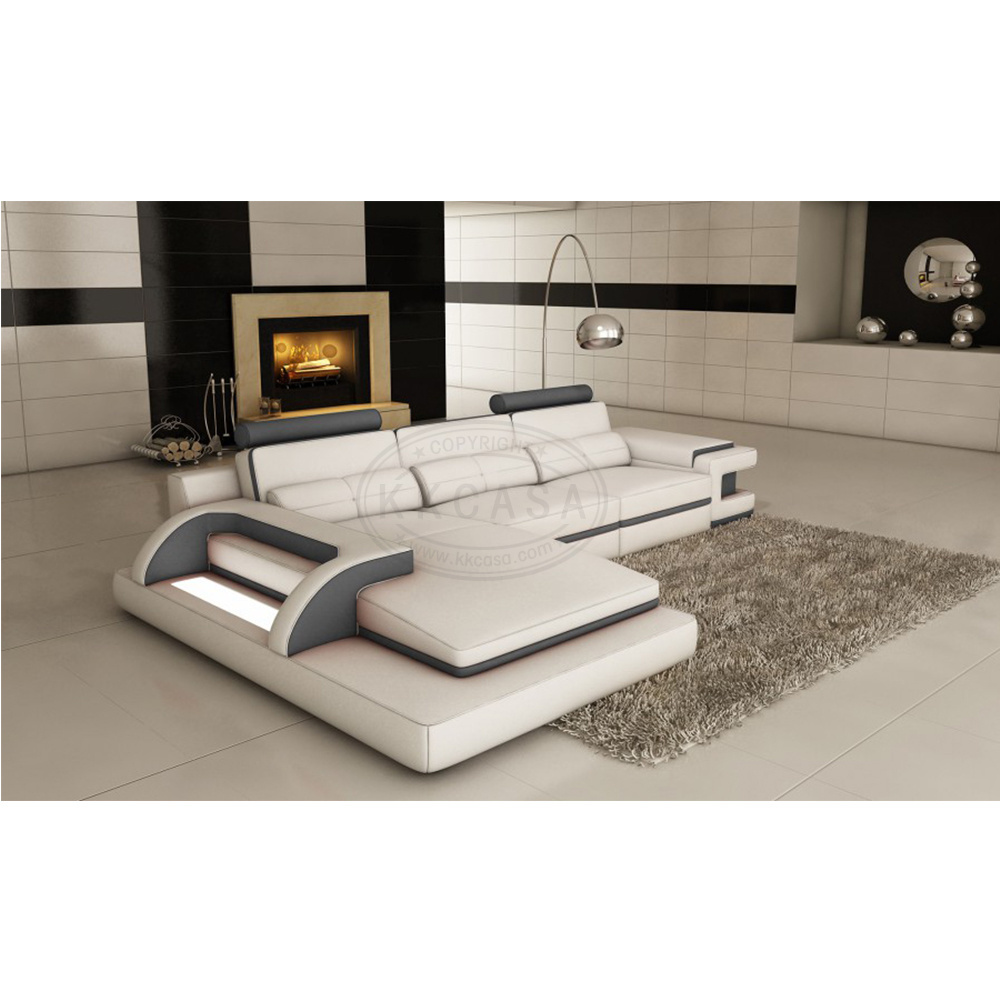 Foshan Furniture City Modern Dubai Living Room Italian Genuine L Shaped Leather Sofa set