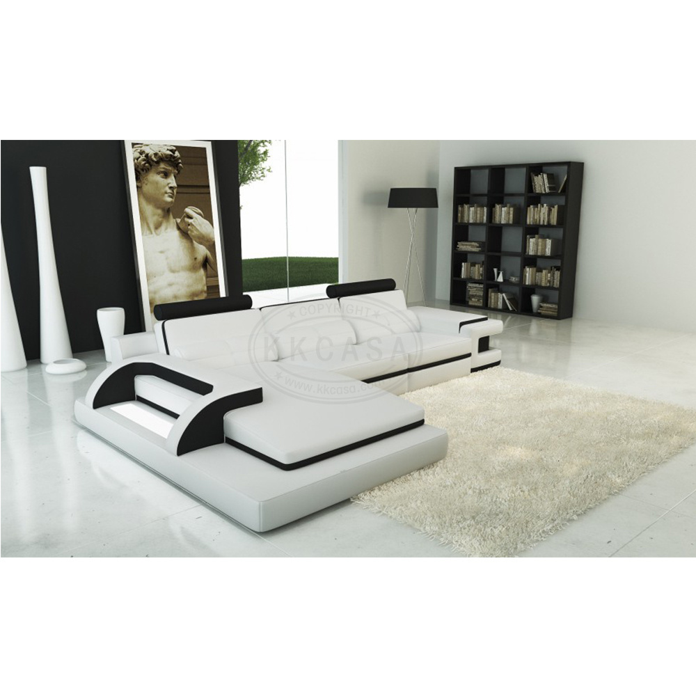 Foshan Furniture City Modern Dubai Living Room Italian Genuine L Shaped Leather Sofa set