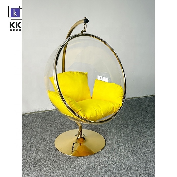 Clear bubble hanging chair ball golden acrylic transparent ball living room swing chair