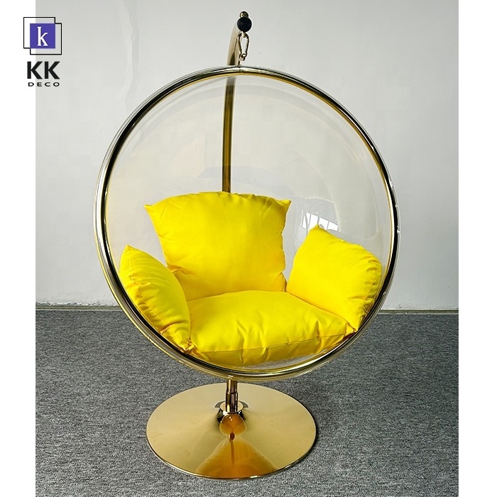 Clear bubble hanging chair ball golden acrylic transparent ball living room swing chair