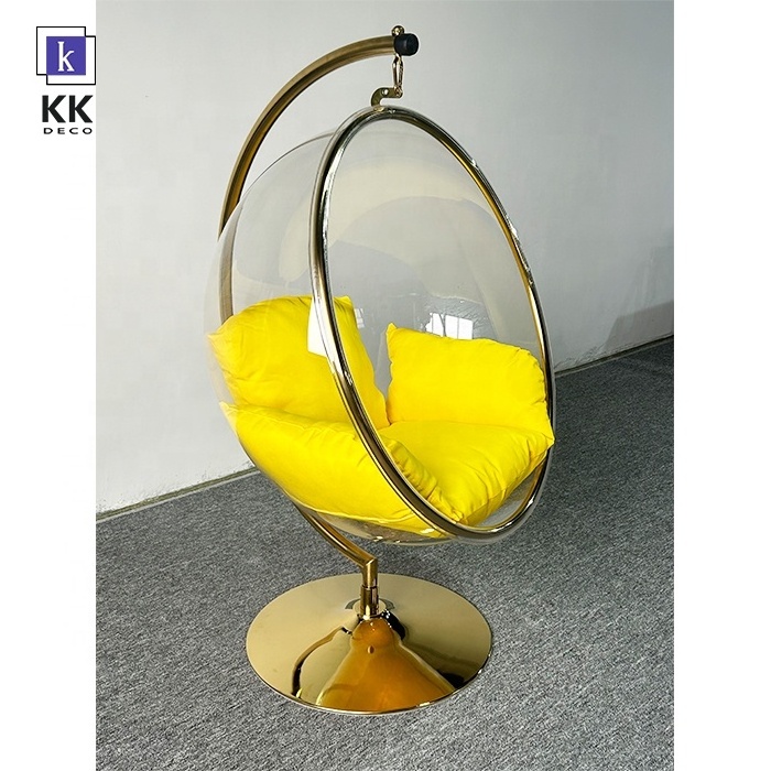 Clear bubble hanging chair ball golden acrylic transparent ball living room swing chair