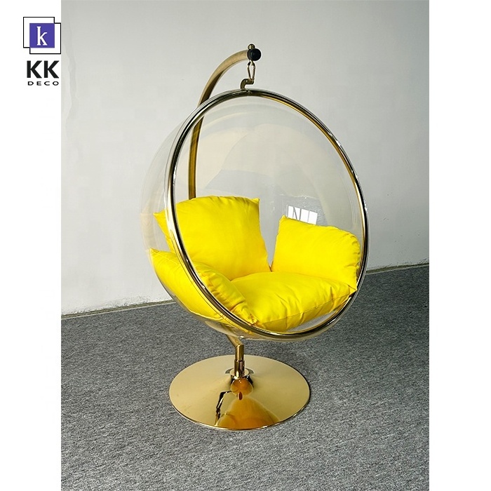 Clear bubble hanging chair ball golden acrylic transparent ball living room swing chair