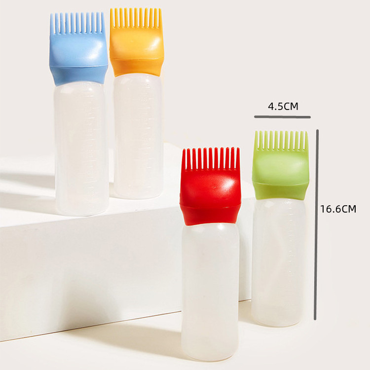 Salon& Household Plastic Applicator Bottles For Hair Oil Hair Dye Applicator Bottle with Comb Brush